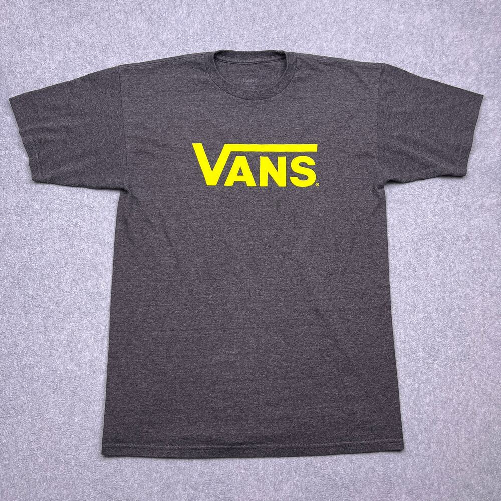 vans t-shirt tight collar gray short sleeve crew neck mens medium
